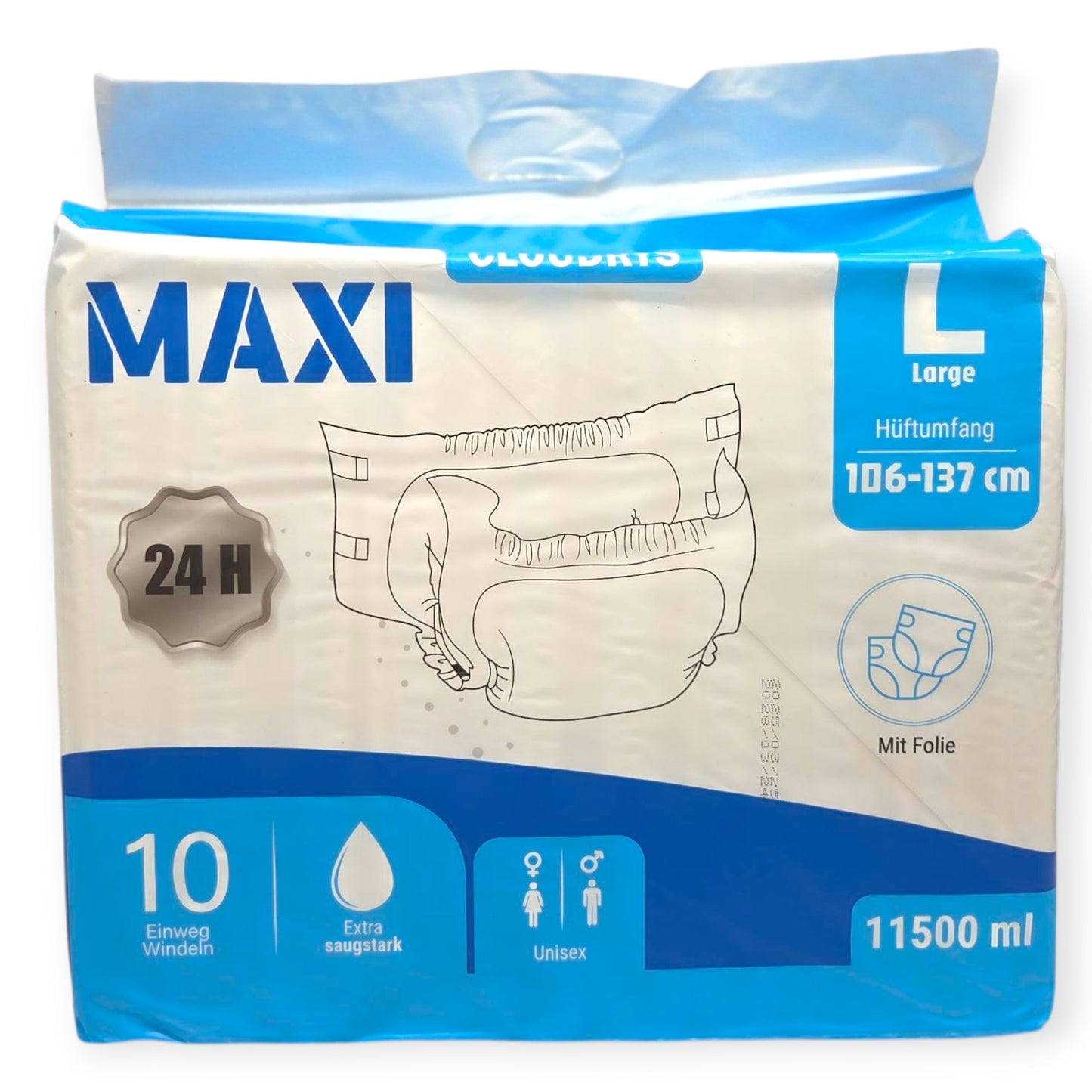 Cloudrys maxi Windeln mit Folie 11500 ml