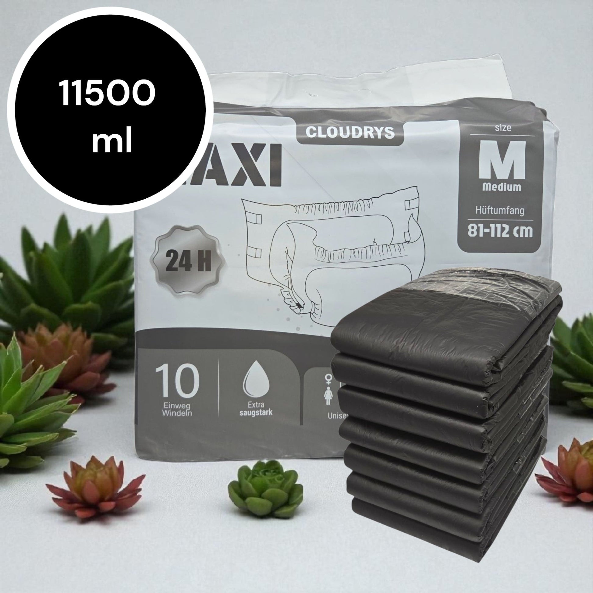 Cloudrys maxi Windeln mit Folie schwarz 11500 ml - Cloudrys