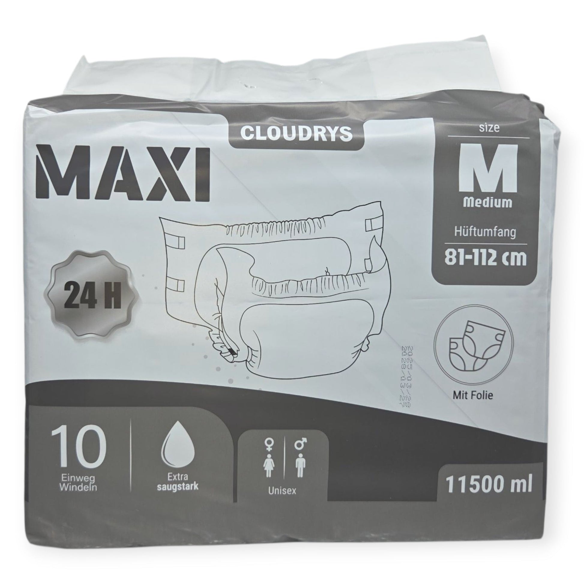 Cloudrys maxi Windeln mit Folie schwarz 11500 ml - Cloudrys