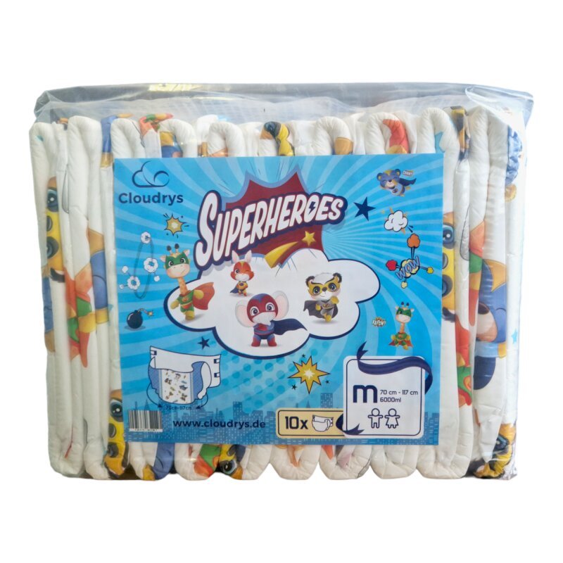 Cloudrys Superheros Windeln mit Folie Gr. M - Cloudrys